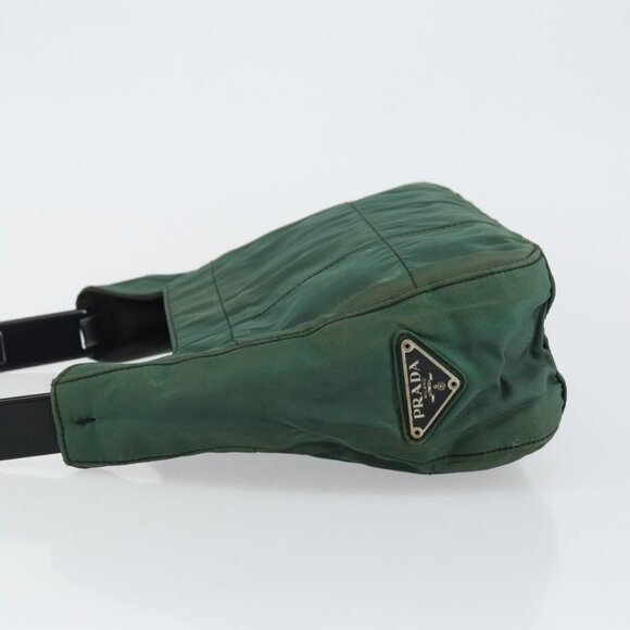 PRADA Quilted Chain Shoulder Bag Nylon plastic Green Auth - Picture 11 of 16
